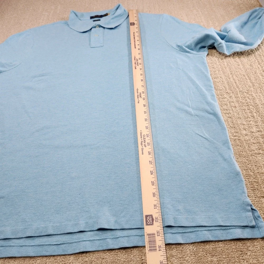 Polo‎ Ralph Lauren Shirt Men XXL Long Sleeve Polo Blue Knit Classic Fit Cotton